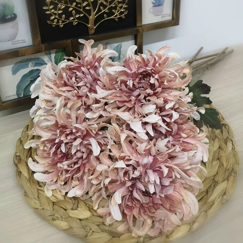 Искусственные цветы в Кирове | Цветок искусственный «Хризантема», персиково-розовая, одиночный