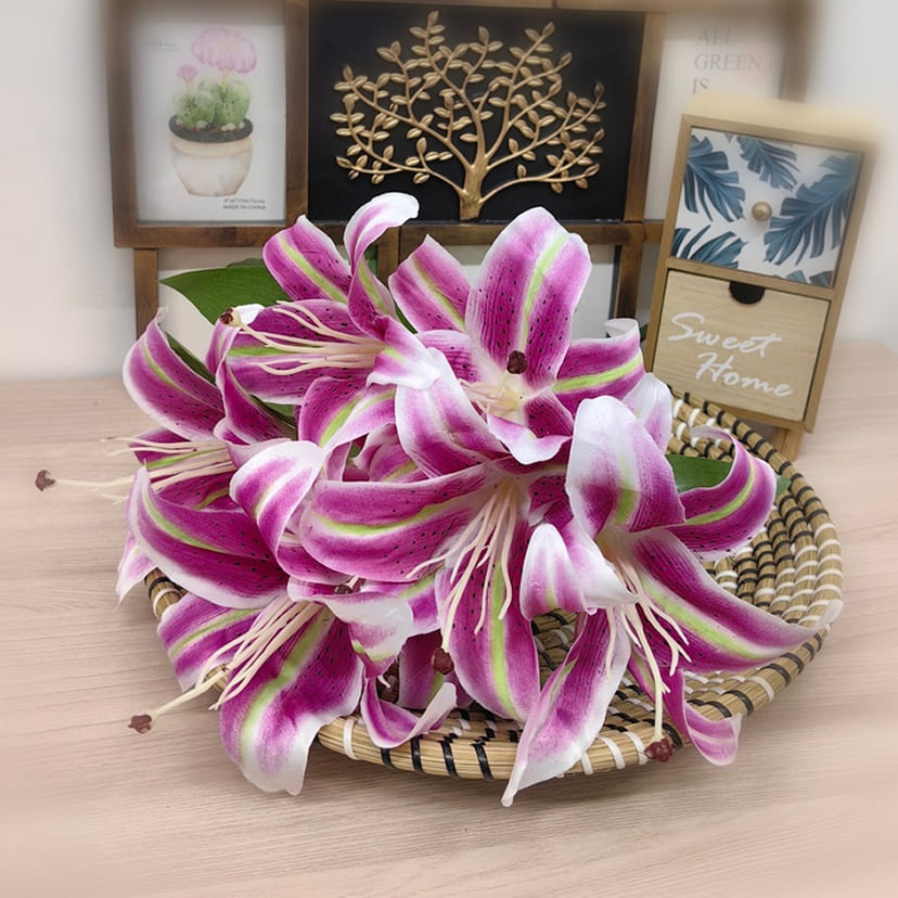 Искусственные цветы в Кирове | Цветы искусственные «Лилии крупные», розово-сиреневые, букет