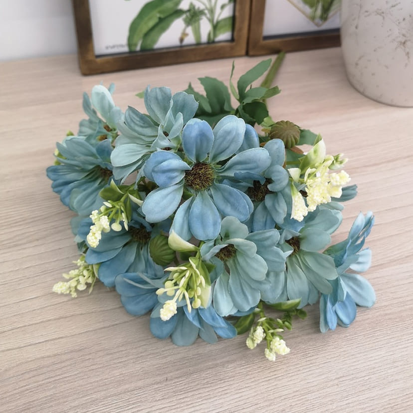 Искусственные цветы в Кирове | Цветы искусственные «Ромашки с бутонами», голубые, букет