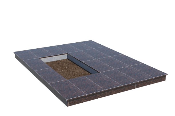 Площадки на могилу в Кирове | Площадка с вертикальной (10 см) облицовкой Дымовским гранитом (под цветник)