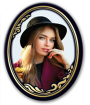 Фотокерамика | Портрет на керамике в золотых рамках Овал цветной