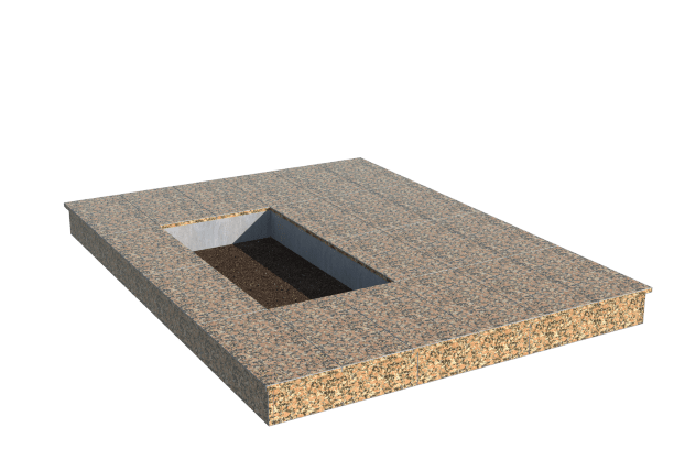 Площадки на могилу в Кирове | Площадка с вертикальной (15 см) облицовкой Южно-султаевским гранитом (под цветник)