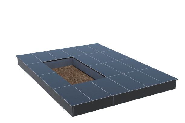 Площадки на могилу в Кирове | Площадка с вертикальной (15 см) облицовкой гранитом Габбро (под цветник)