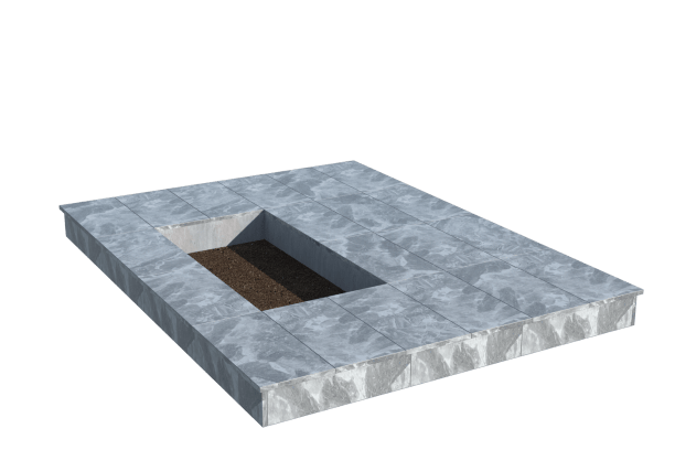 Площадки на могилу в Кирове | Площадка с вертикальной (15 см) мраморной облицовкой (под цветник)