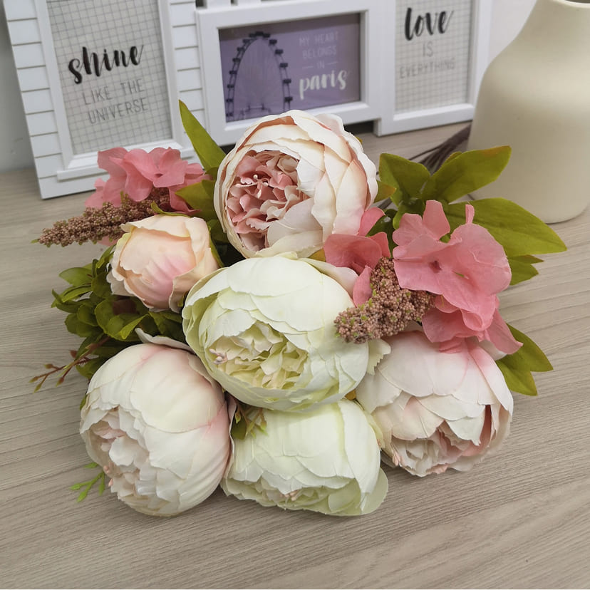 Искусственные цветы в Кирове | Цветы искусственные «Пионы», молочно-розовые, букет