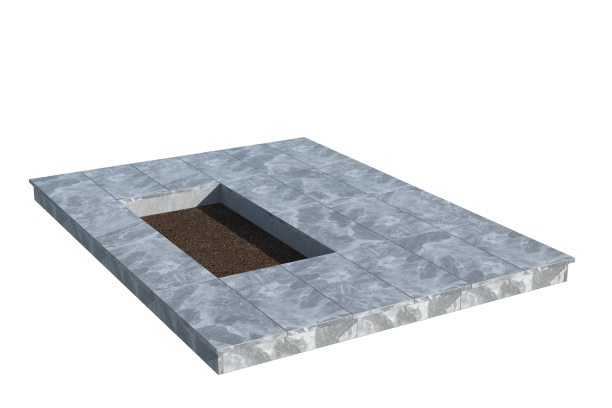 Площадки на могилу в Кирове | Площадка с вертикальной (10 см) мраморной облицовкой (под цветник)