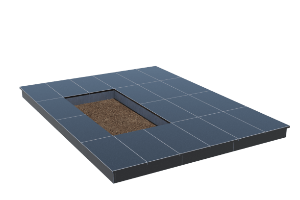 Площадки на могилу в Кирове | Площадка с вертикальной (10 см) облицовкой гранитом Габбро (под цветник)