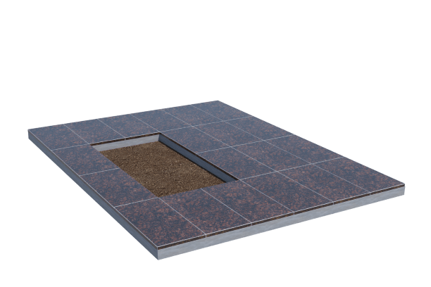 Площадки на могилу в Кирове | Площадка с облицовкой Дымовским гранитом (под цветник)